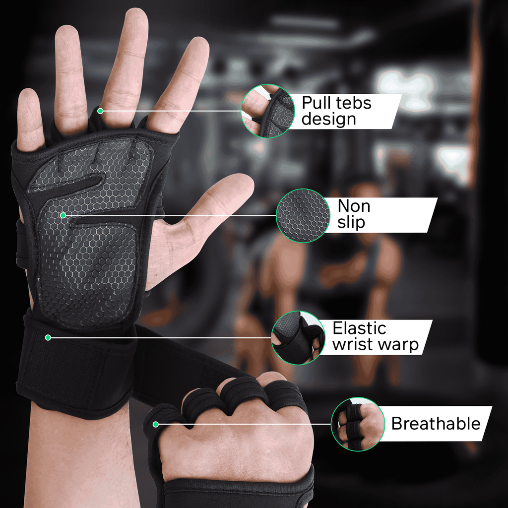 Weightlifting Gym Gloves With Wrist Support Fitness GYM GLOVES Weight Lifting Gloves Fitness Gloves With Wrist Wrap, Gym Workout, Weightlifting & Fitness