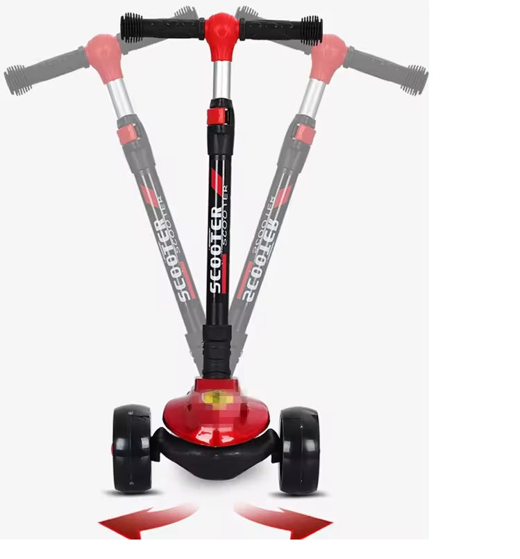 Ferrari Scooty For Kids 3 Wheel Foldable Adjustable Scooter With LED Lights Ferrari Kickboard Heavy Duty For 3to12 Years Kids
