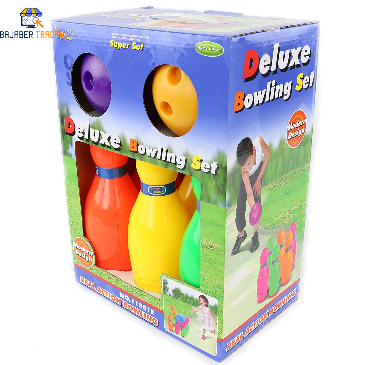 Toy Bowling Set For Kids  Toddlers 08 Pieces Includes 06 Pins 02 Balls Educational Early Learning Colorful Active Play Sport Game