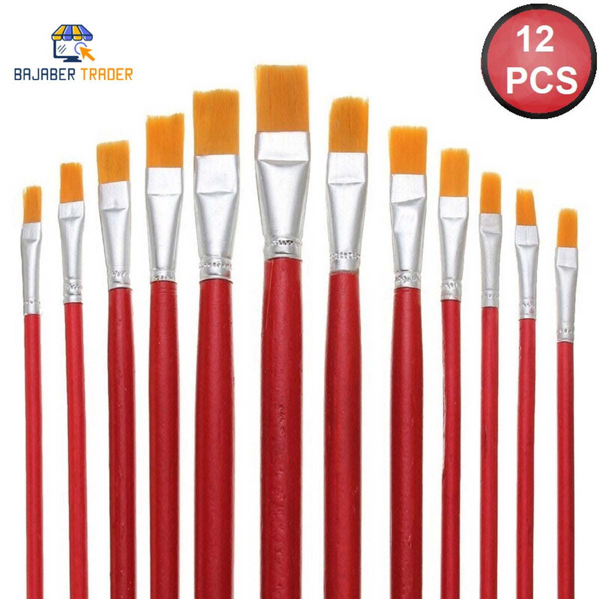 12pcs Artist Wooden Paint Brush Set Oil Painting Oil Acrylic Paint Flat Art Imported Excellent Quality Brushes