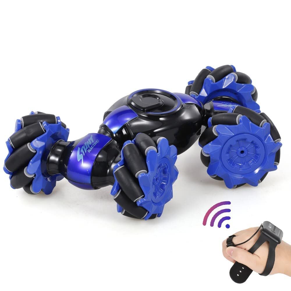 RC Stunt Car with Gesture Watch Control & Remote Controller, 360° Rotating 4 Wheel Double Sided Racing Toy for Kids
