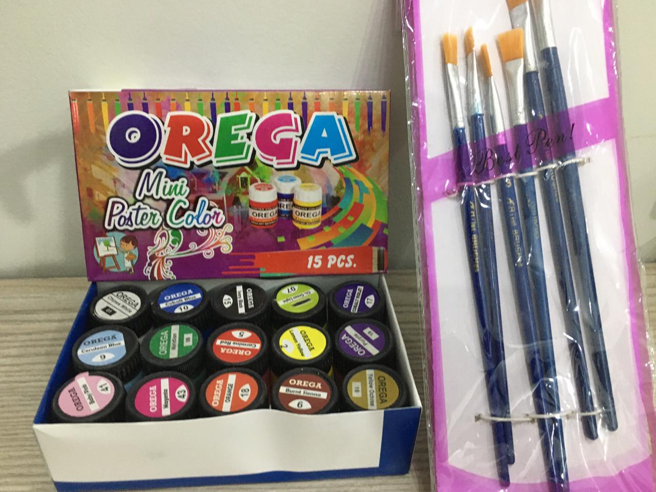 15 Orega Poster Color with 06pcs Imported Paint Brush Set