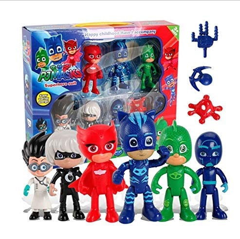 PJ Masks Toy Set 6 Action Figures and Accessories Set Adventure Collectible Figures Toys For Kids
