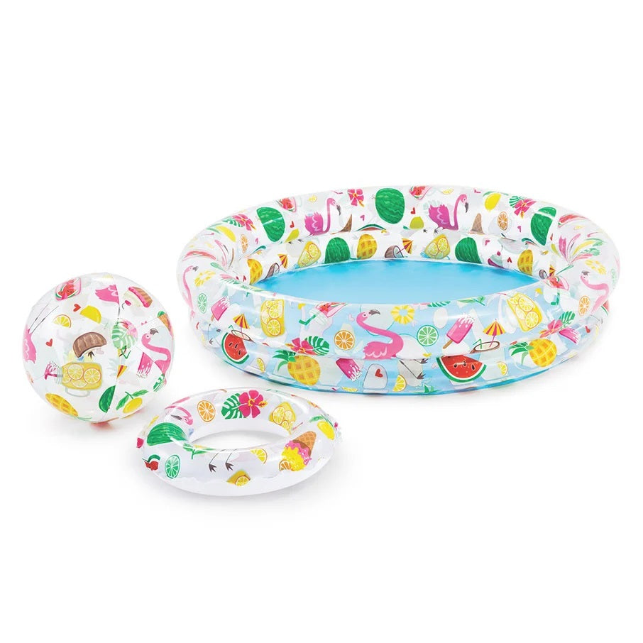 Intex Play Swimming Pool 4 Feet with Swim Ring and Ball For 3-6 Years Kids
