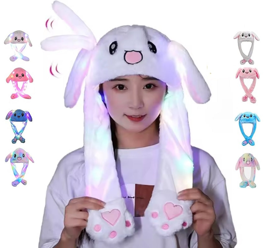 LED Moving Ear Muff Plush Cap For Kids Hat Rabbit Earmuff Soft Warm Plush Cap for Kids | Cute Winter Hat for Boys & Girls Stuffed Toy Random Color TikTok Tranding Earmuff