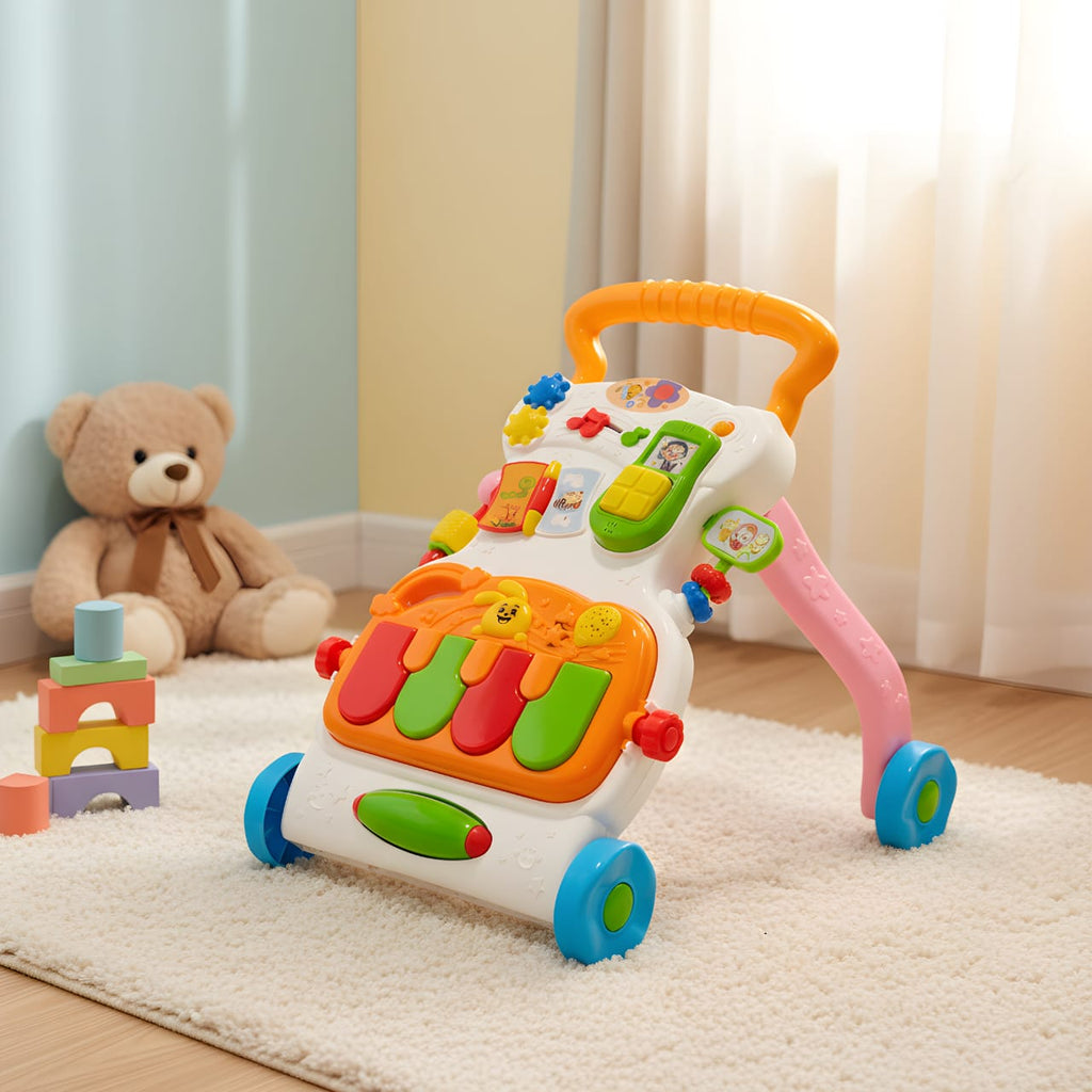 Baby Walker Trolley - Multi-Function Baby Sit to Stand Walkers - Baby Early Learning Exercises Body - Develop Walking Skills Walker with Music