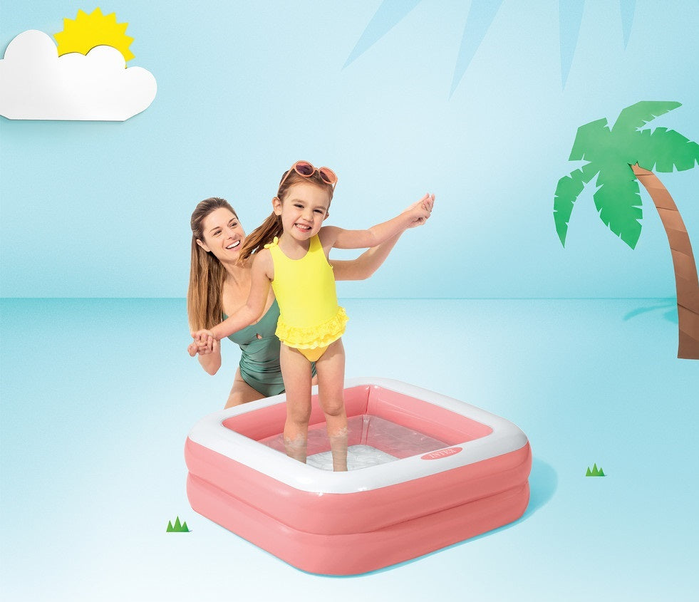Intex Babypool Play Box Swimming Pool For Kids Inflatable Kiddie Poo Size 34x34x10 Kids Bath Tub For Children Assorted Color