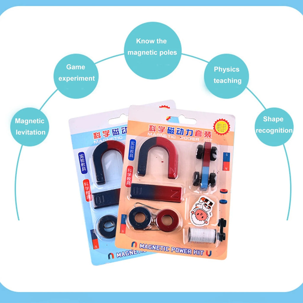 Science Magnet Kit Magnetic Power Kit - Education Science Experiment Tools Bar Ring Horseshoe DIY Educational Science School Classroom Experiment Project Kit for Kids