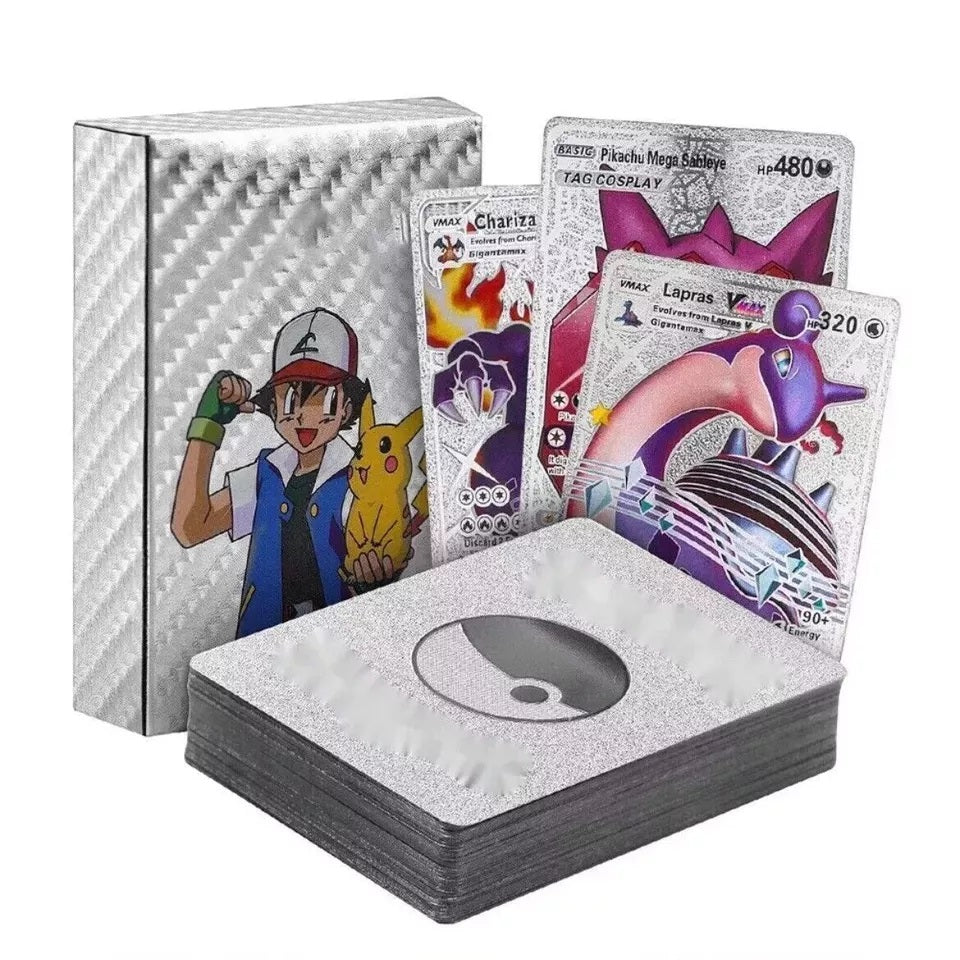 55 Pcs Pokémon Gold Foil Cards Anime Cartoon Pokémon English Version Tcg Card Pokémon Cards Box For Fans Rare Collection Card Child Toys Gifts Golden Edition