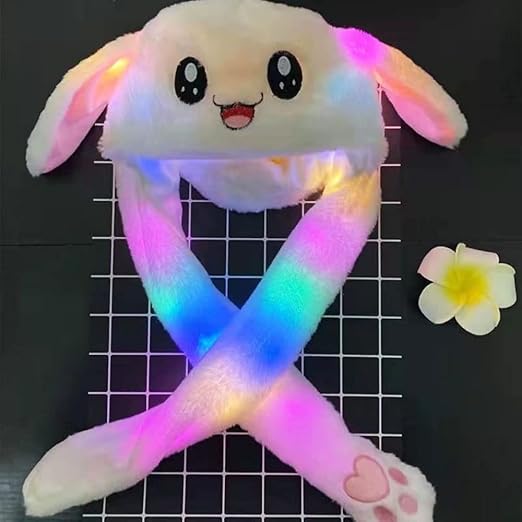 LED Moving Ear Muff Plush Cap For Kids Hat Rabbit Earmuff Soft Warm Plush Cap for Kids | Cute Winter Hat for Boys & Girls Stuffed Toy Random Color TikTok Tranding Earmuff