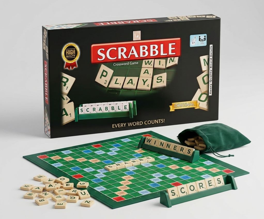 Classic Scrabble Spelling Board Game 15x15 Inch Hard Laminated Board For Adult and Kids