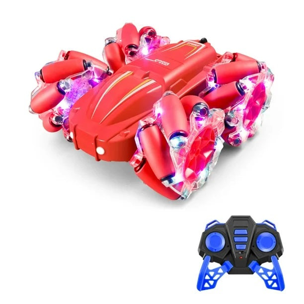 RC Stunt Car with Gesture Watch Control & Remote Controller, 360° Rotating 4 Wheel Double Sided Racing Toy for Kids