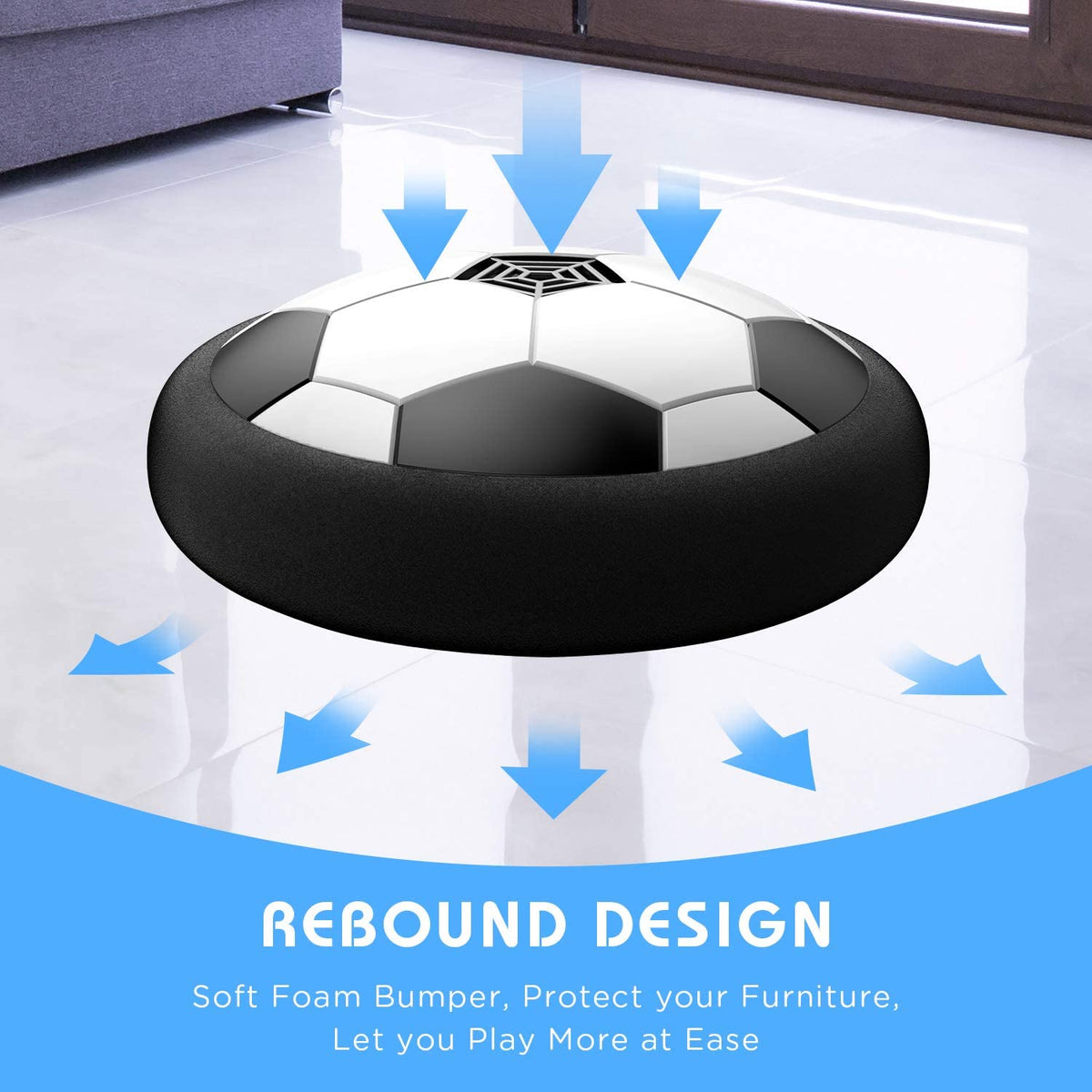 Kids Toys Hover Soccer Ball Battery Operated Air Floating Soccer Ball with LED Light and Soft Foam Bumper, Indoor Outdoor Hover Ball Game Gifts for Age 3 4 5 6 7 8-16 Year Old Boys Girls