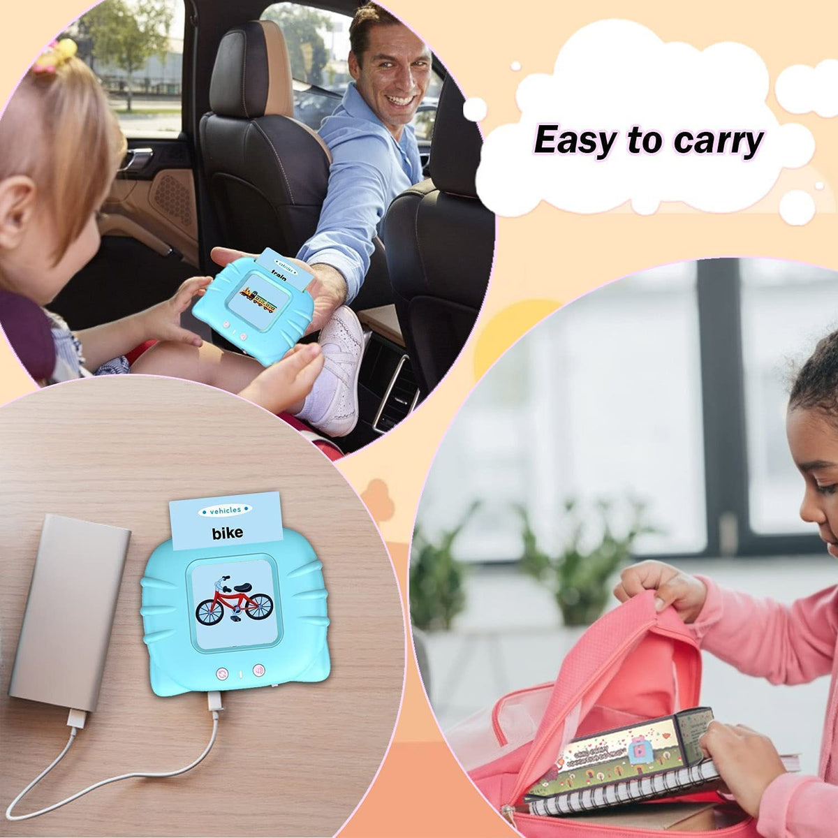 Talking Flash Cards Learning Toys, English Words Learning Card Machinee for Kids,Device with 112 Flash Cards Spelling Game Gifts for Preschool Kids Boys Girls Toddlers