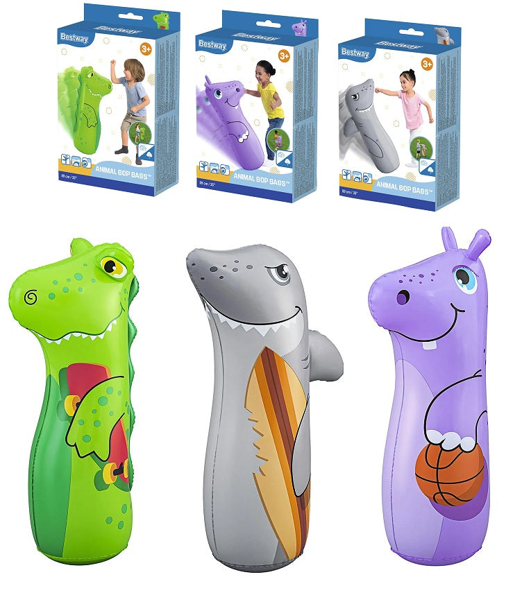Bop Bag Inflatable Punching Boxing Bop Bag For Kids 3D Bouncer Water Filled Base Hit Me Punching Bob Bag Toy for Toddlers, Outdoor & Indoor Playing