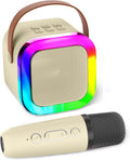 K12 Wireless Mic With Speaker Single / Double RGB 7 Color Dancing Light Karaoke Mic With Portable Bluetooth Microphone For Recording With Speaker For Music 3 in 1 USB / AUX / SD Card Slot Karaoke Handheld Microphone Random Color