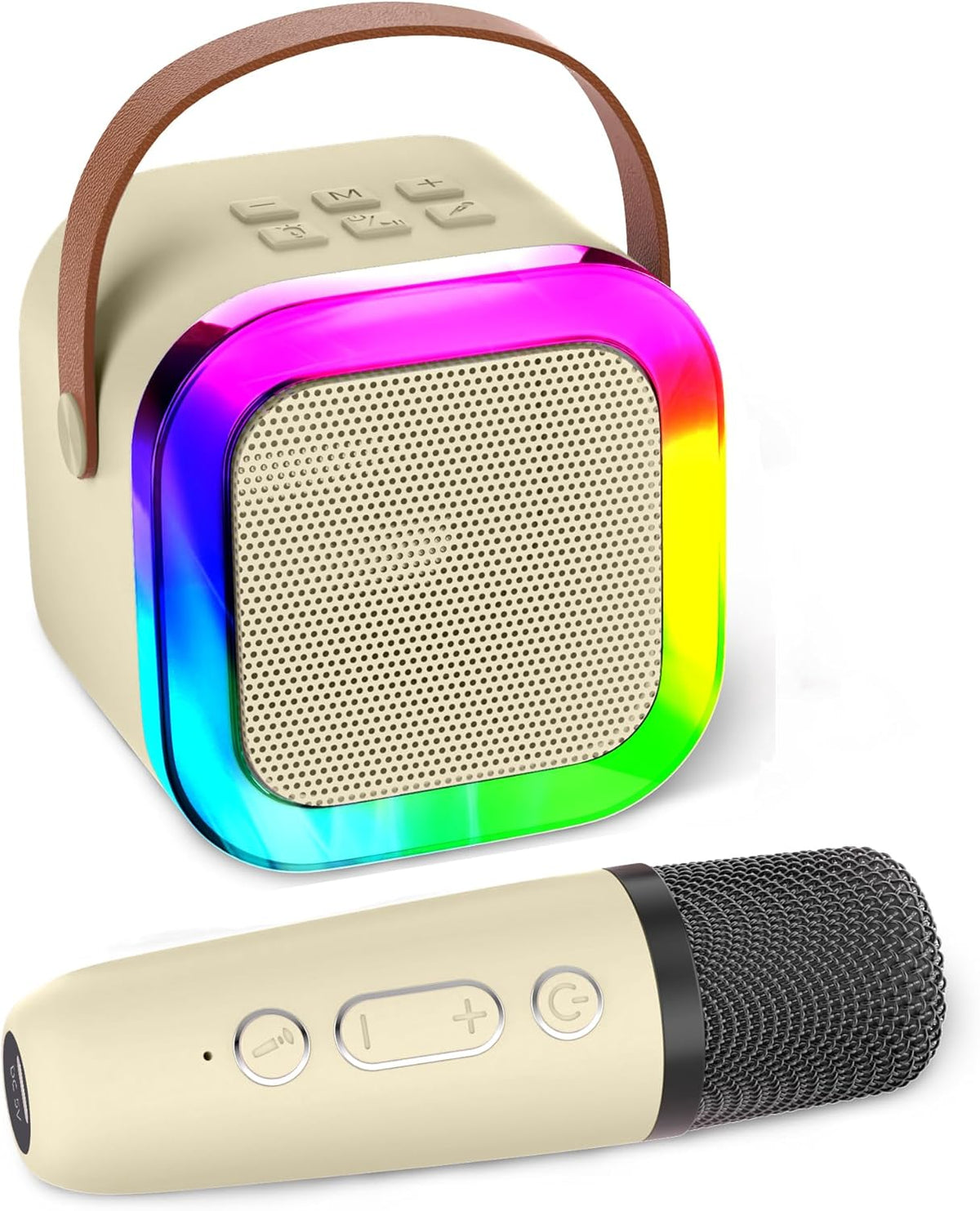 K12 Wireless Mic With Speaker Single / Double RGB 7 Color Dancing Light Karaoke Mic With Portable Bluetooth Microphone For Recording With Speaker For Music 3 in 1 USB / AUX / SD Card Slot Karaoke Handheld Microphone Random Color
