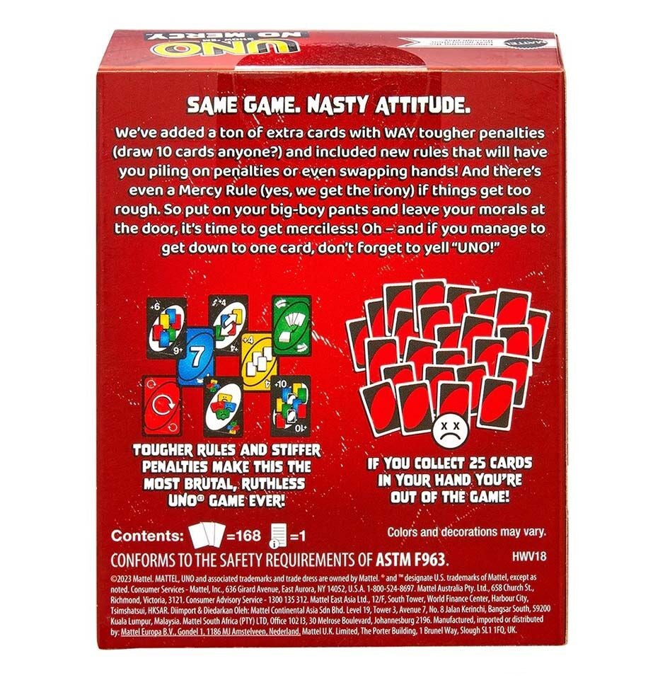 UNO Show 'Em No Mercy Cards Game With Special Rules & Tougher Penalties Exclusive Orignal Uno Em No Mercy