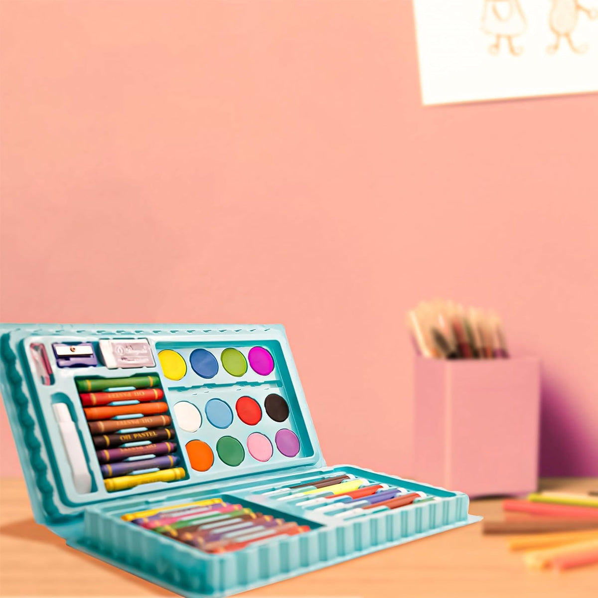 Color Kit Art Set Color Box Set For Kids Colors Box Color Pencil ,Crayons , Water Color, Sketch Pens Set of 46 Pieces for Boys and Girls kids Painting School Kit
