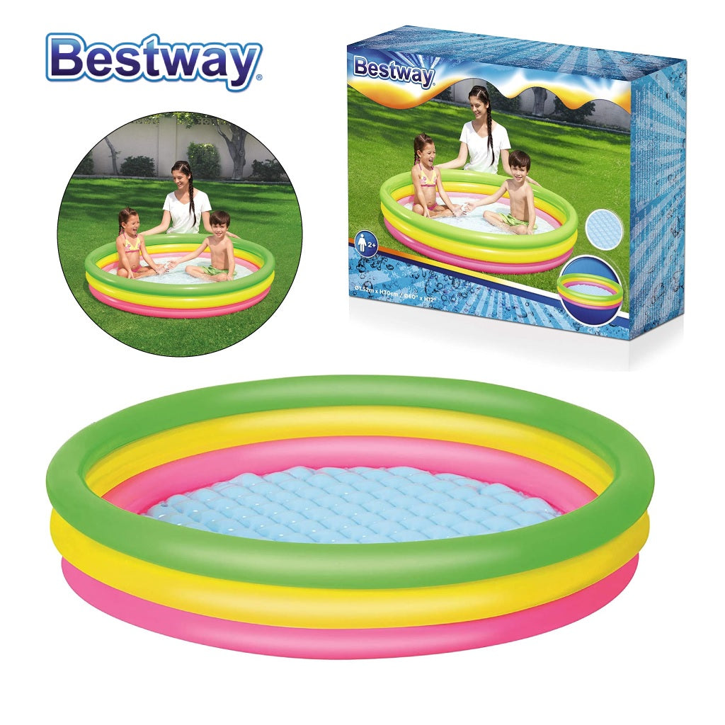 Bestway Inflatable Swimming Pool for Kids, 3 Ring Thickened Portable Kiddie Pool for Babies & Children, Outdoor Water Play Pool