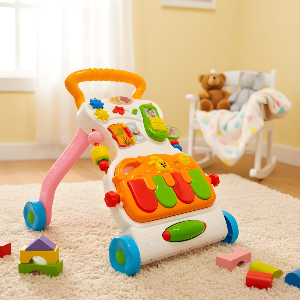Baby Walker Trolley - Multi-Function Baby Sit to Stand Walkers - Baby Early Learning Exercises Body - Develop Walking Skills Walker with Music