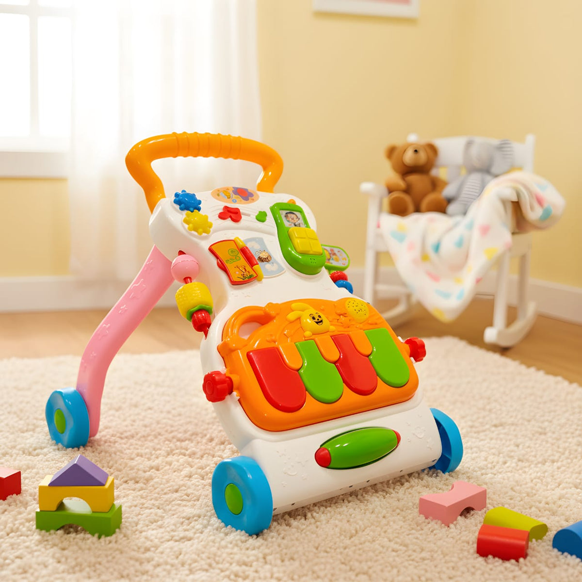 Baby Walker Trolley - Multi-Function Baby Sit to Stand Walkers - Baby Early Learning Exercises Body - Develop Walking Skills Walker with Music