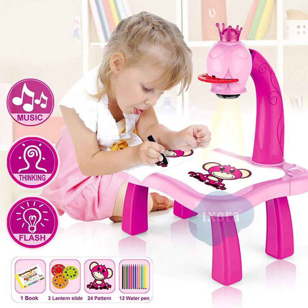 Children Painting Projection Drawing Board LED Projector Drawing Table Toys Kids Projector Painting Board Desk Projection Painting Toy Graffiti Early Education Writing Board Household Erasable Toys