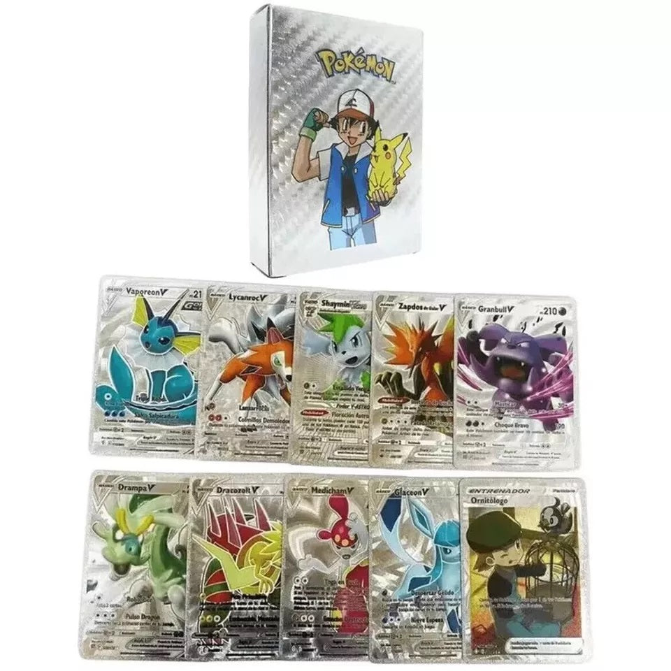 55 Pcs Pokémon Gold Foil Cards Anime Cartoon Pokémon English Version Tcg Card Pokémon Cards Box For Fans Rare Collection Card Child Toys Gifts Golden Edition