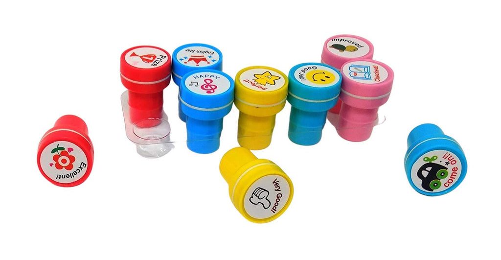 10pcs Appreciation Stamps star smiling face, nice work etc Kids Stamp Set Motivation Sticker School Scrapbooking Stamp DIY Teachers Self Inking Praise Reward Stamps For Scrapbooking