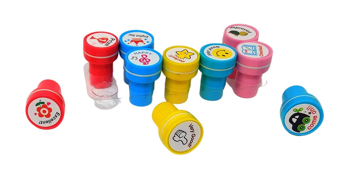 10pcs Appreciation Stamps star smiling face, nice work etc Kids Stamp Set Motivation Sticker School Scrapbooking Stamp DIY Teachers Self Inking Praise Reward Stamps For Scrapbooking