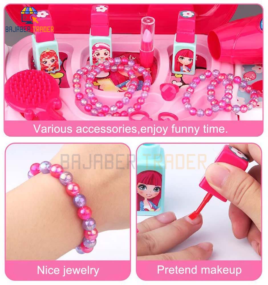 Kids Makeup Fashion Beauty Set Pretend Play Toy Cosmetic Kit 3 in 1