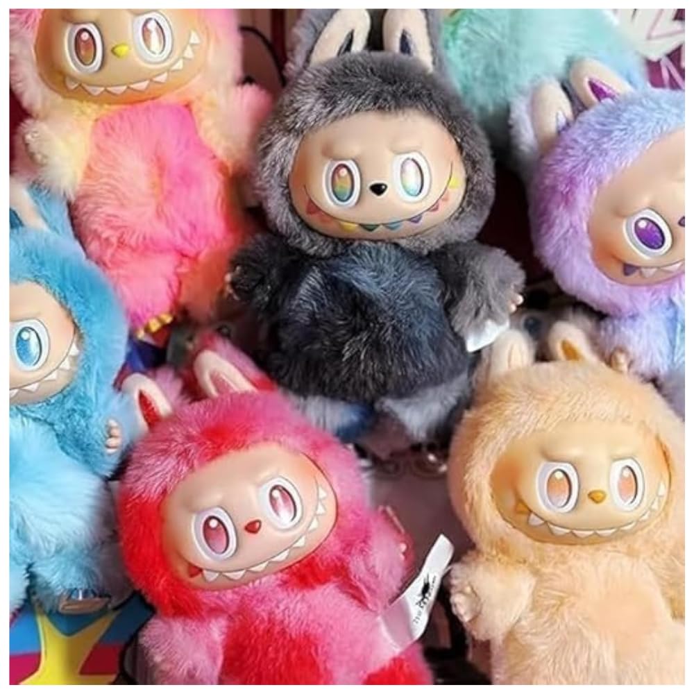 Labubu Original Pop Mart Labubu Doll Blind Box Plush Toy Binginto Energy Series Cute Soft Bunny Doll with Keychain for Kids Girls Boys Colorful Fluffy Labubu Character Key Ring Random Color