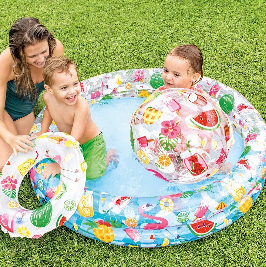 Intex Play Swimming Pool 4 Feet with Swim Ring and Ball For 3-6 Years Kids