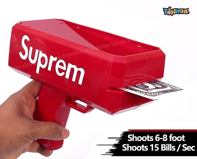 Supreme Rain Money Paper Spray Machine Toy Money with 100 Pcs Play Money Cash  Party Supplies Dollar  Cash Toy
