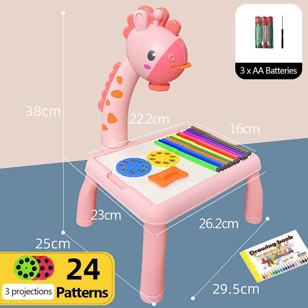 Children Painting Projection Drawing Board LED Projector Drawing Table Toys Kids Projector Painting Board Desk Projection Painting Toy Graffiti Early Education Writing Board Household Erasable Toys