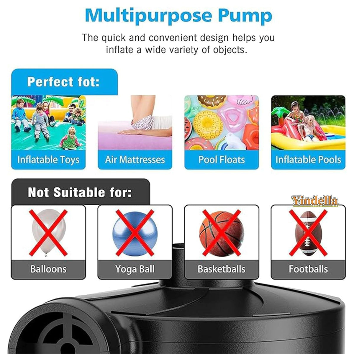 AC Electric Air Pump for Quickly Inflates/Deflates for Air Sofa, Bed, Swimming Pool Tubes, Toys, Air Bags, Mattresses Electric Pump