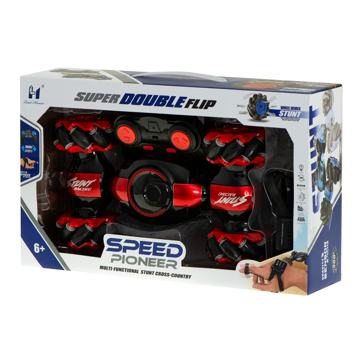 RC Stunt Car Gesture Hand Sensing 2.4GHz 4x4 Rechargeable Remote Control Gesture Car Double Sided Rotating Off Road Vehicle 360° Flips with Lights