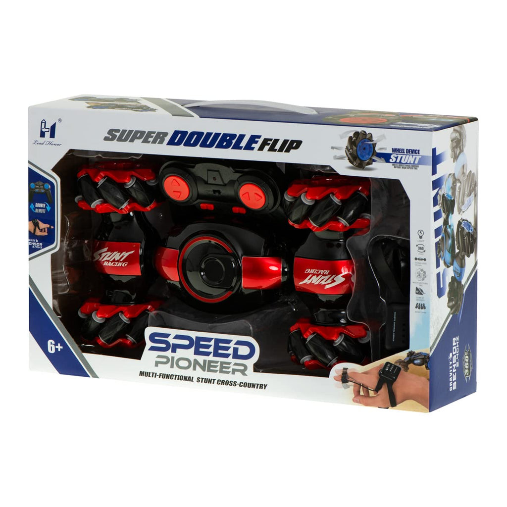 RC Stunt Car with Gesture Watch Control & Remote Controller, 360° Rotating 4 Wheel Double Sided Racing Toy for Kids