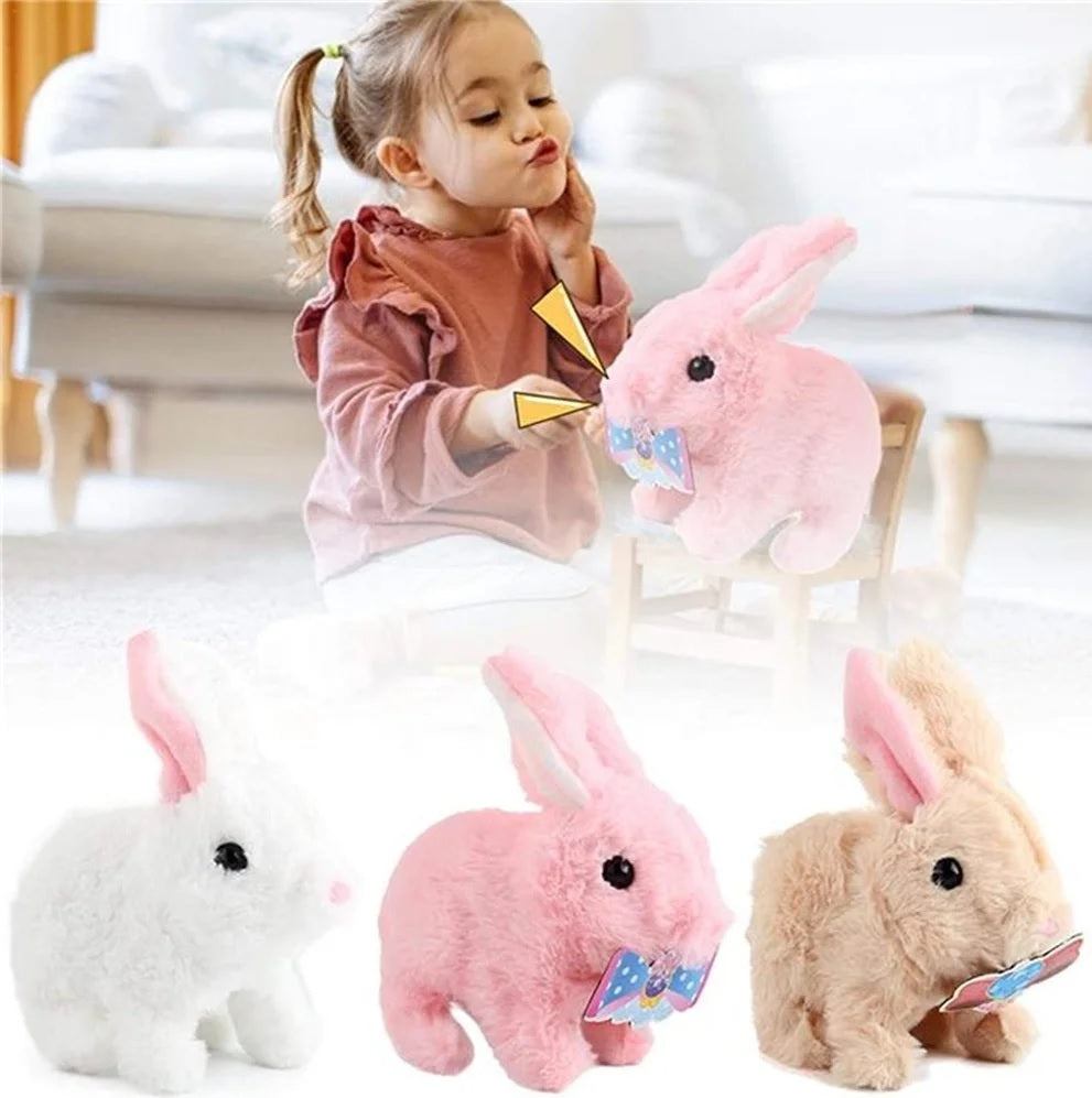 Electronic Plush Rabbit Toy My Realistic Bunny Toy, Bunny Realistic Bunny Interactive Plush With Wiggle Ears  Cute Electric Pet for Kids Birthday Gifts Random Color