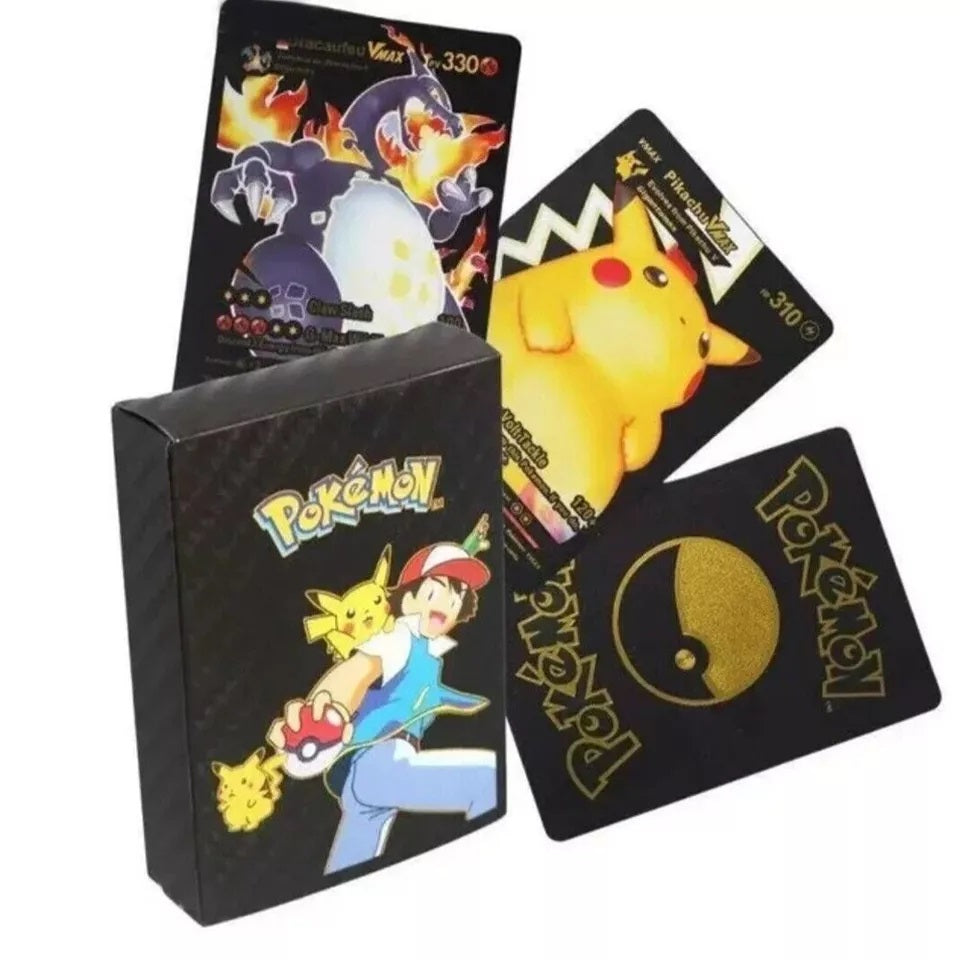 55 Pcs Pokémon Gold Foil Cards Anime Cartoon Pokémon English Version Tcg Card Pokémon Cards Box For Fans Rare Collection Card Child Toys Gifts Golden Edition