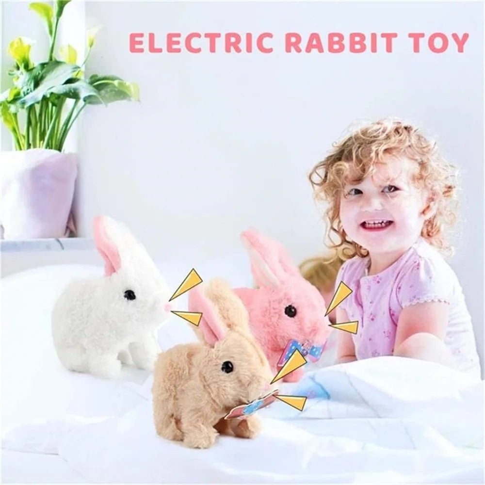 Electronic Plush Rabbit Toy My Realistic Bunny Toy, Bunny Realistic Bunny Interactive Plush With Wiggle Ears  Cute Electric Pet for Kids Birthday Gifts Random Color