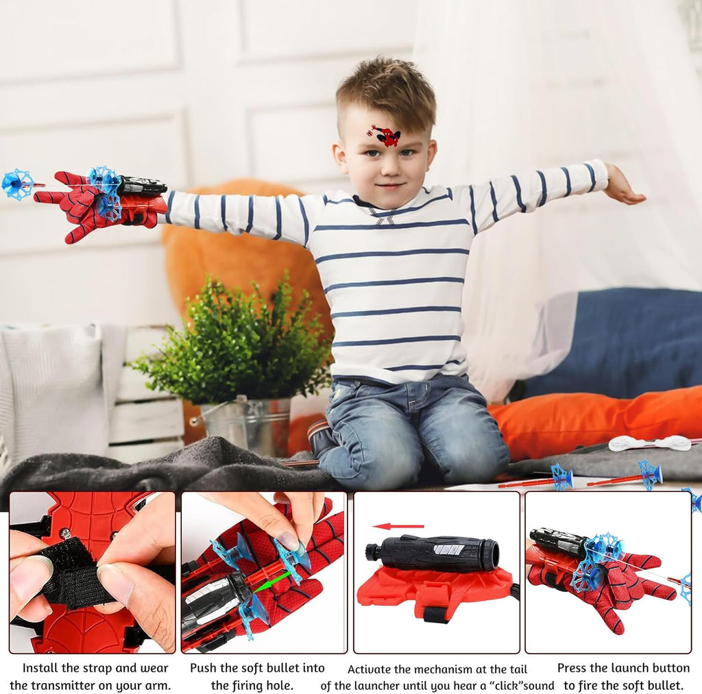 Spiderman Web Toy For Kids Spiderman Launcher Gloves Wrist Spider Web Shooting Game Kids Spiderman Hero Gloves, Spiderman Web, Wrist Toy Set