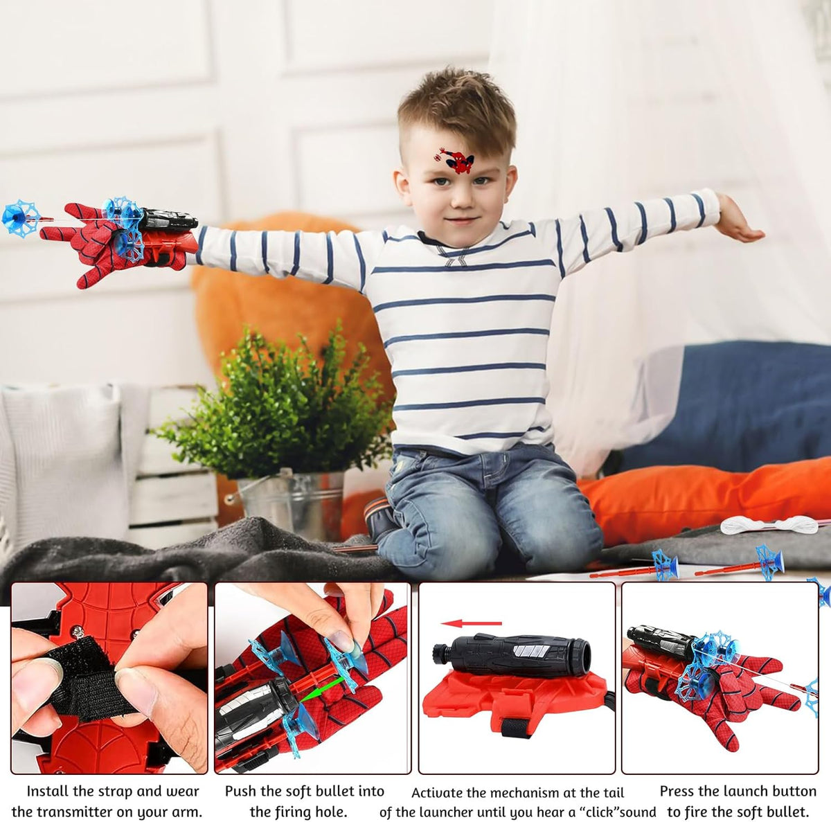 Spiderman Web Toy For Kids Spiderman Launcher Gloves Wrist Spider Web Shooting Game Kids Spiderman Hero Gloves, Spiderman Web, Wrist Toy Set