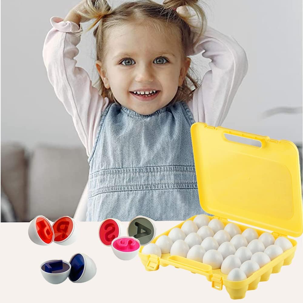 26pcs Matching Eggs Toy Alphabet Matching Sorting & Color Recognition Toy for Toddlers Kids Montessori Education Preschool Game Easter Eggs Toy for Children