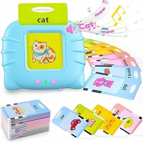 Talking Flash Cards Learning Toys, English Words Learning Card Machinee for Kids,Device with 112 Flash Cards Spelling Game Gifts for Preschool Kids Boys Girls Toddlers