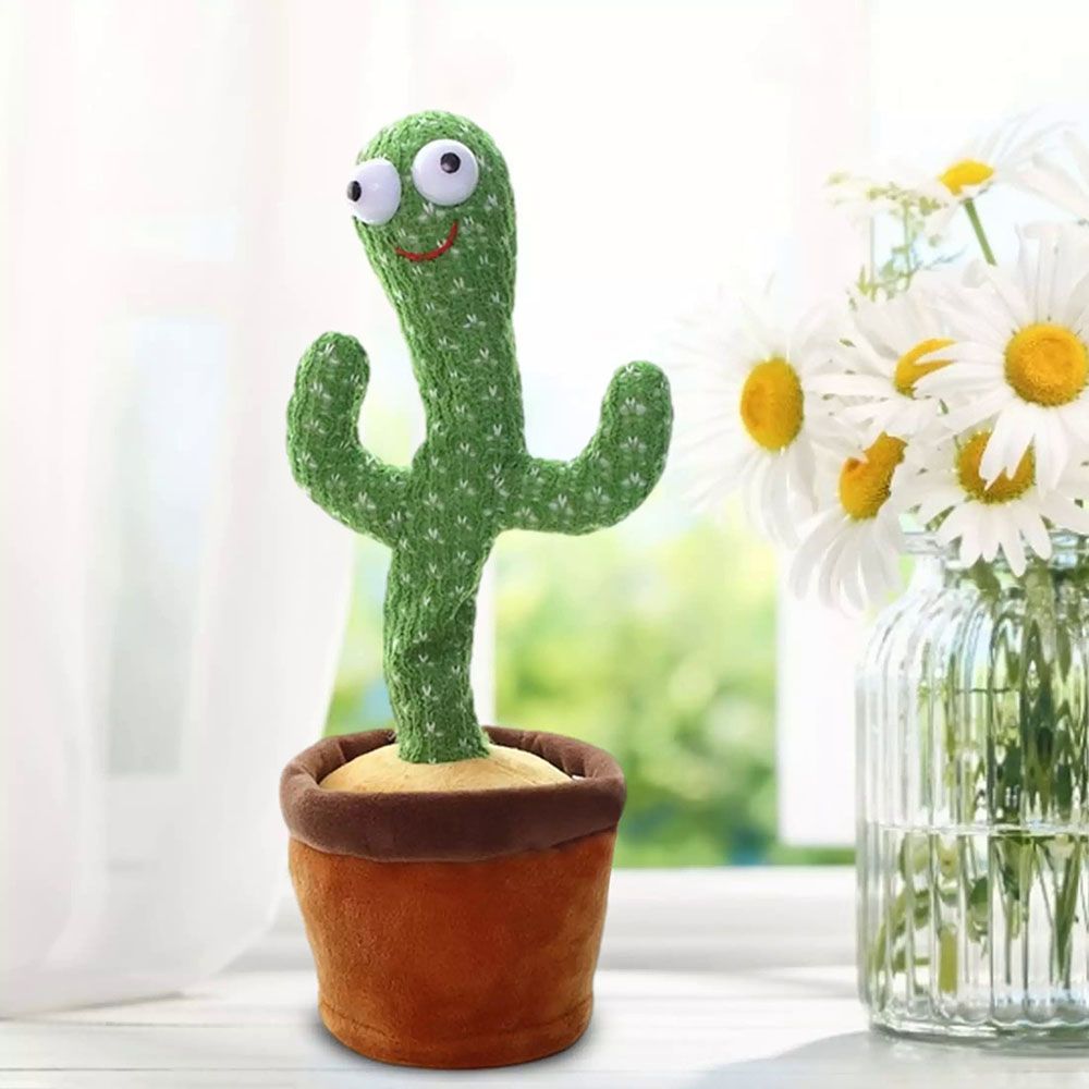 Rechargeable Dancing Cactus Talking Toy Rechargeable | Singing Plush Cactus, Voice Recording, Repeats What You Say, Music & Dancing Toy for Kids