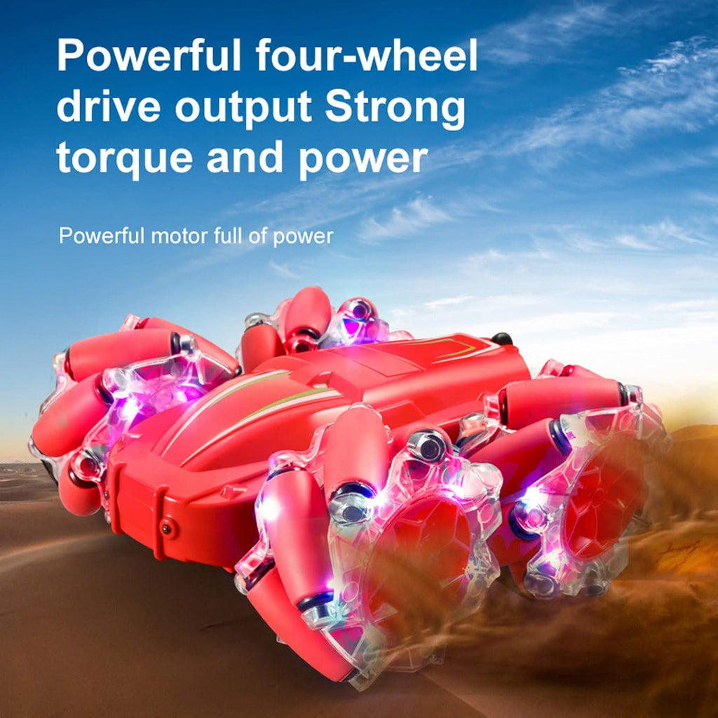 RC Stunt Car with Gesture Watch Control & Remote Controller, 360° Rotating 4 Wheel Double Sided Racing Toy for Kids