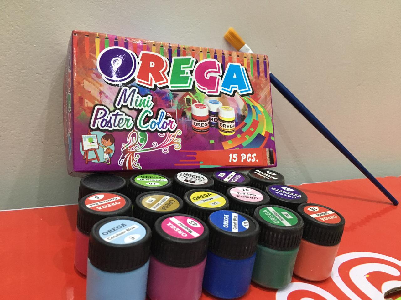 1 box of 15 Orega Poster Color + Free Gift 1 Paint Brush