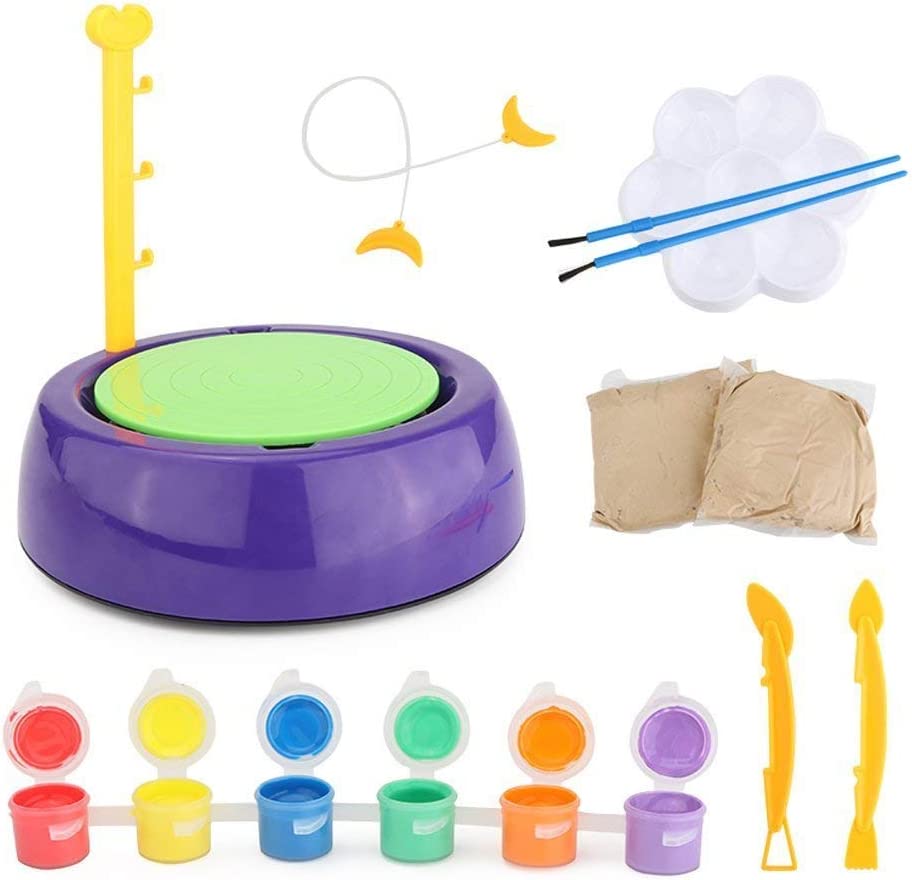 Pottery Wheel Pottery Studio Kit Educational Toy DIY Toy with Clay for Kids Air Dry Sculpting Clay and Craft Paint kit for Kids Educational Toy for Kids