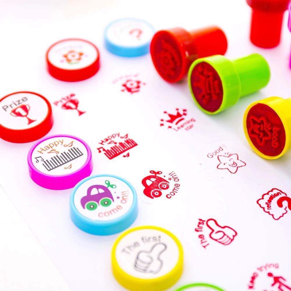 10pcs Appreciation Stamps star smiling face, nice work etc Kids Stamp Set Motivation Sticker School Scrapbooking Stamp DIY Teachers Self Inking Praise Reward Stamps For Scrapbooking